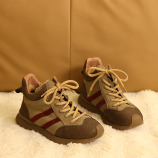 2255 牛皮休闲圆头平底德训靴系带真皮女靴短靴棉靴 6花藤萝蔓