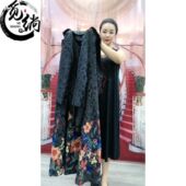 风衣大码 觅绱冬新款 加绒加厚复古高端阔太太长款 宽松印花气质外套