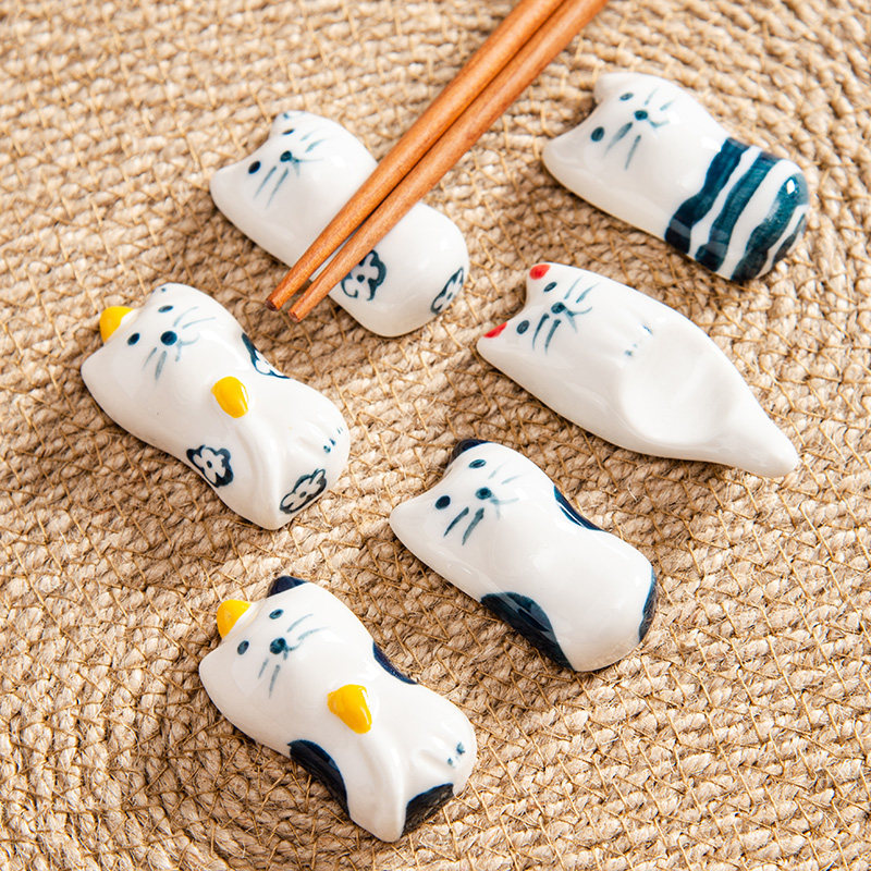 猫咪筷托创意卡通陶瓷筷子架可爱小猫筷枕家用日式餐桌摆件筷子架,餐饮具,筷子架,淘宝优惠券,粉丝福利购,淘宝优惠卷