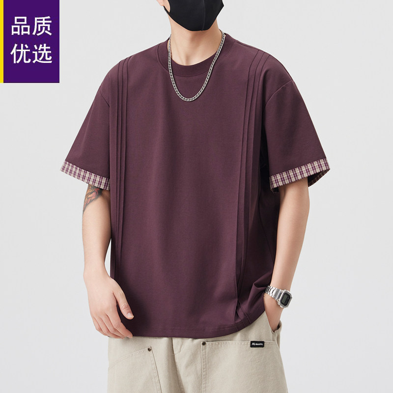 2026新款高质量男士短袖t恤衫圆领潮牌半袖宽松休闲上衣男款体恤