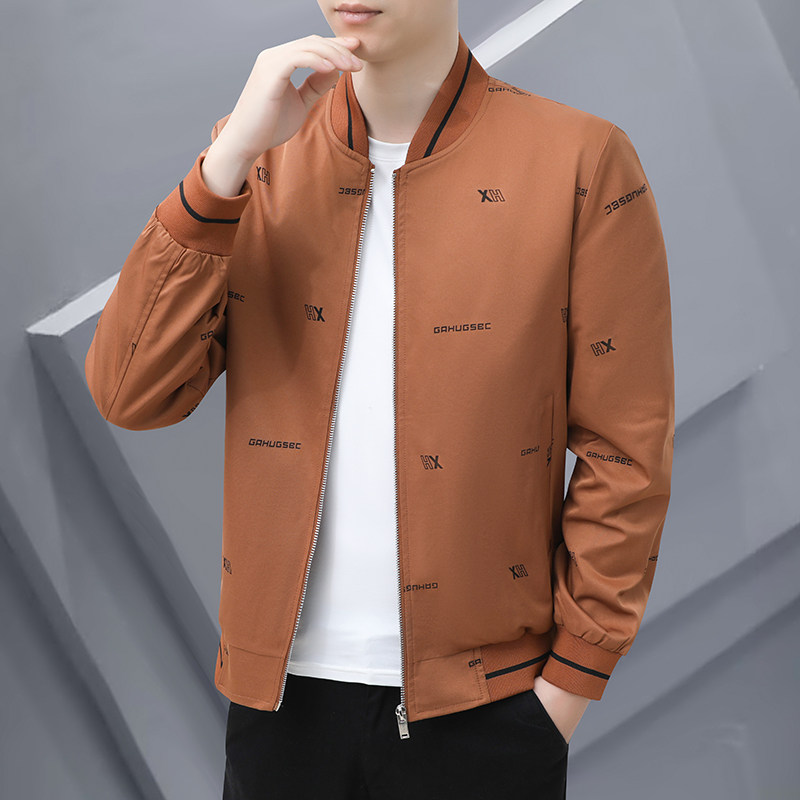 2025新款男士外套春秋季修身休闲夹克秋冬立领棒球服加绒加厚上衣