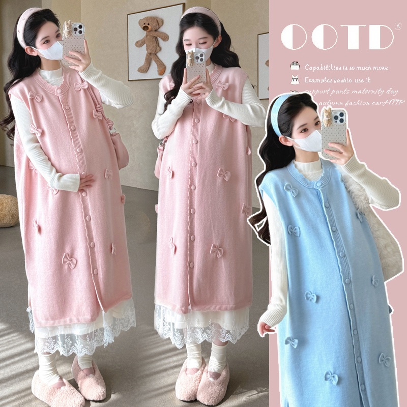 2025秋冬季新款孕妇装套装连衣裙时尚款毛衣背心裙韩版宽松两件套
