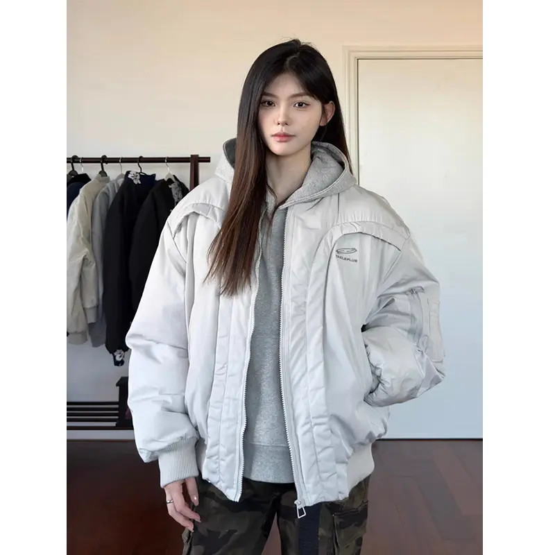 美式解构弧形飞行棉服冬季夹克boxy宽松保暖解构棉衣cleanfit外套