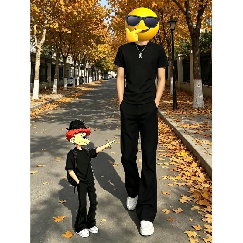 黑色弯刀微喇西裤男款夏季薄款显高显瘦直筒休闲裤痞帅垂感西装裤