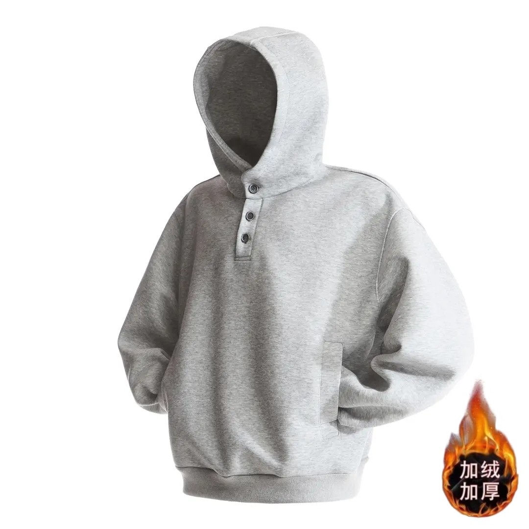 重磅美式短宽连帽卫衣男女秋冬季加绒硬挺外套boxy小众高级感帽衫