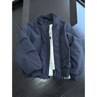 bomber外套美式 短款 复古立领棒球服外套 春秋季 藏青色飞行夹克男款