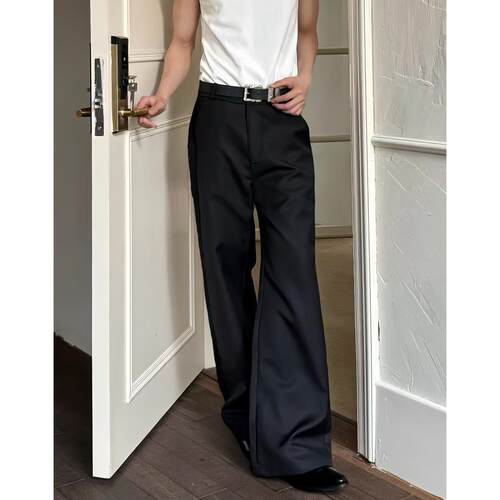 美式复古垂感西裤 男高级感痞帅cleanfit微喇西裤