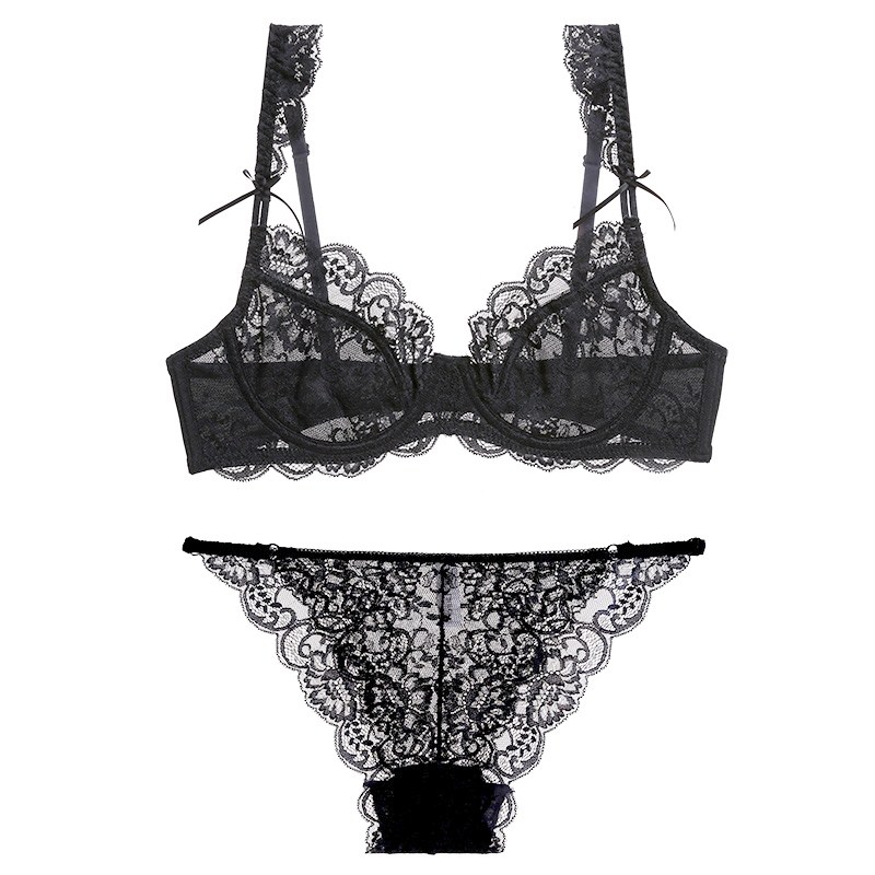 超薄款大码透明d罩杯文胸套装