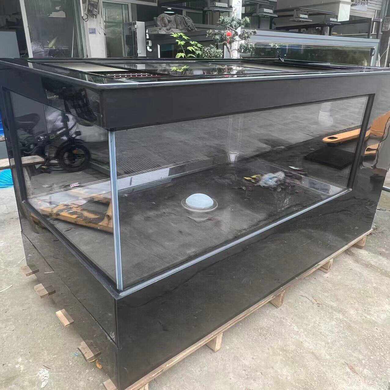 200*100*106黑色锦鲤地缸超白玻璃二面观赏面鱼缸侧部过滤