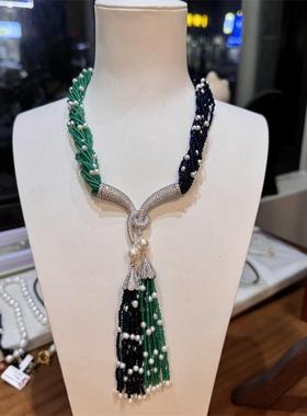 毛衣链女混色首饰女轻奢珍珠个性