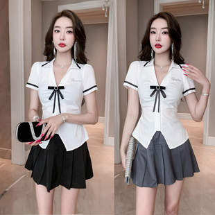 酒店工作服女2024酒店KTV公主服学院风足疗足浴桑拿技师服百褶裙