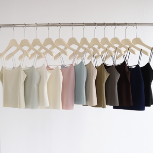 夏日青柠 内搭打底 天丝莱赛尔小众设计纯欲风吊带背心细肩带短款