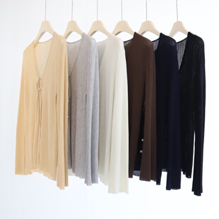 温柔百搭莱赛尔兰精天丝V领系带无扣防晒针织开衫 小确幸 春夏新款