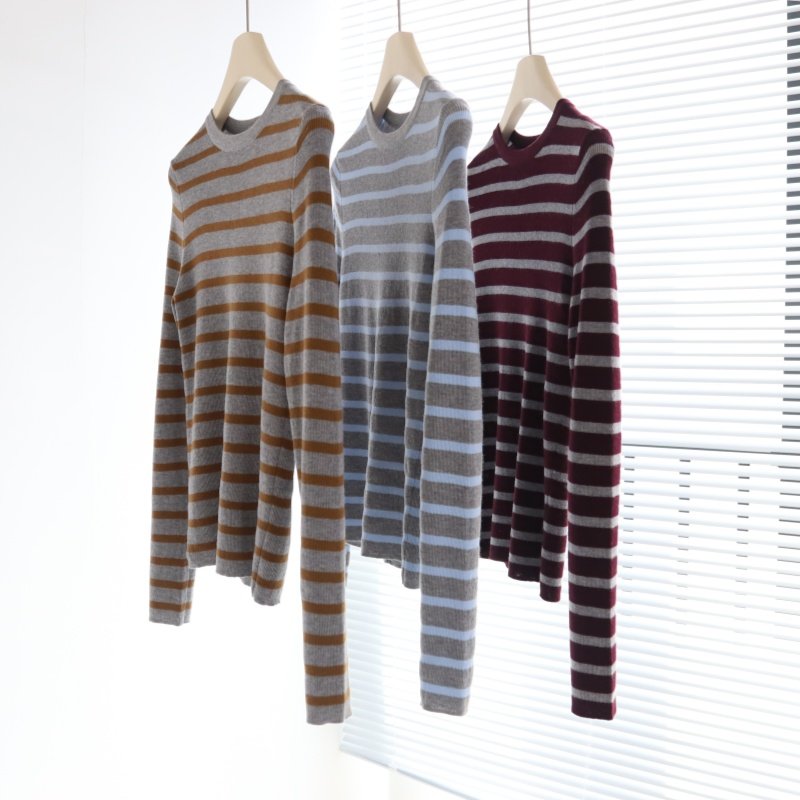 条纹序曲 经典撞色条纹后背明线基础款秋冬新品内搭圆领百搭针织,女装/女士精品,毛针织衫,淘宝优惠券,粉丝福利购,淘宝优惠卷