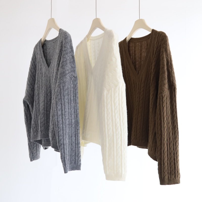 ins风 经典秋冬新品V领绞花慵懒短款叠穿麻花套头针织打底毛衣