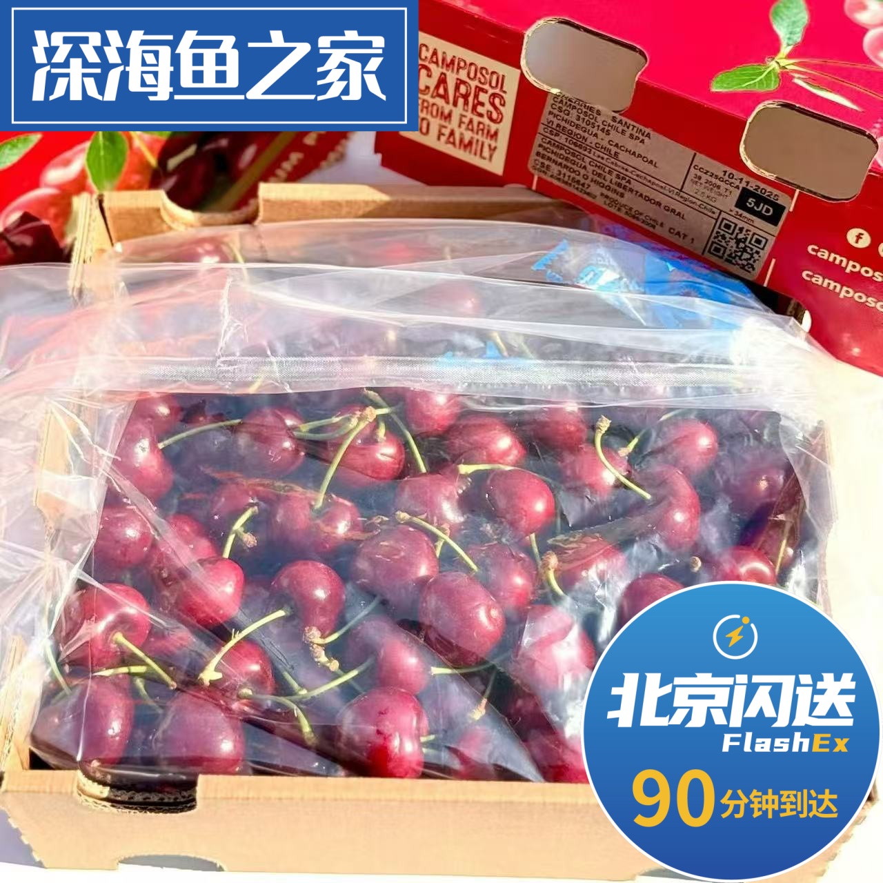 北京闪送 智利5JD桑提娜车厘子 原箱5斤装