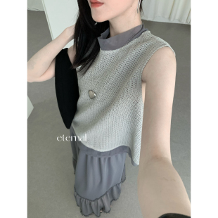 “网纱假两件”【eternal.西子】质感设计感宽松可前后两穿背心