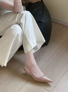 周子然同款裸色高跟鞋绝美尖头单鞋御姐不累脚包头凉鞋女低跟3cm
