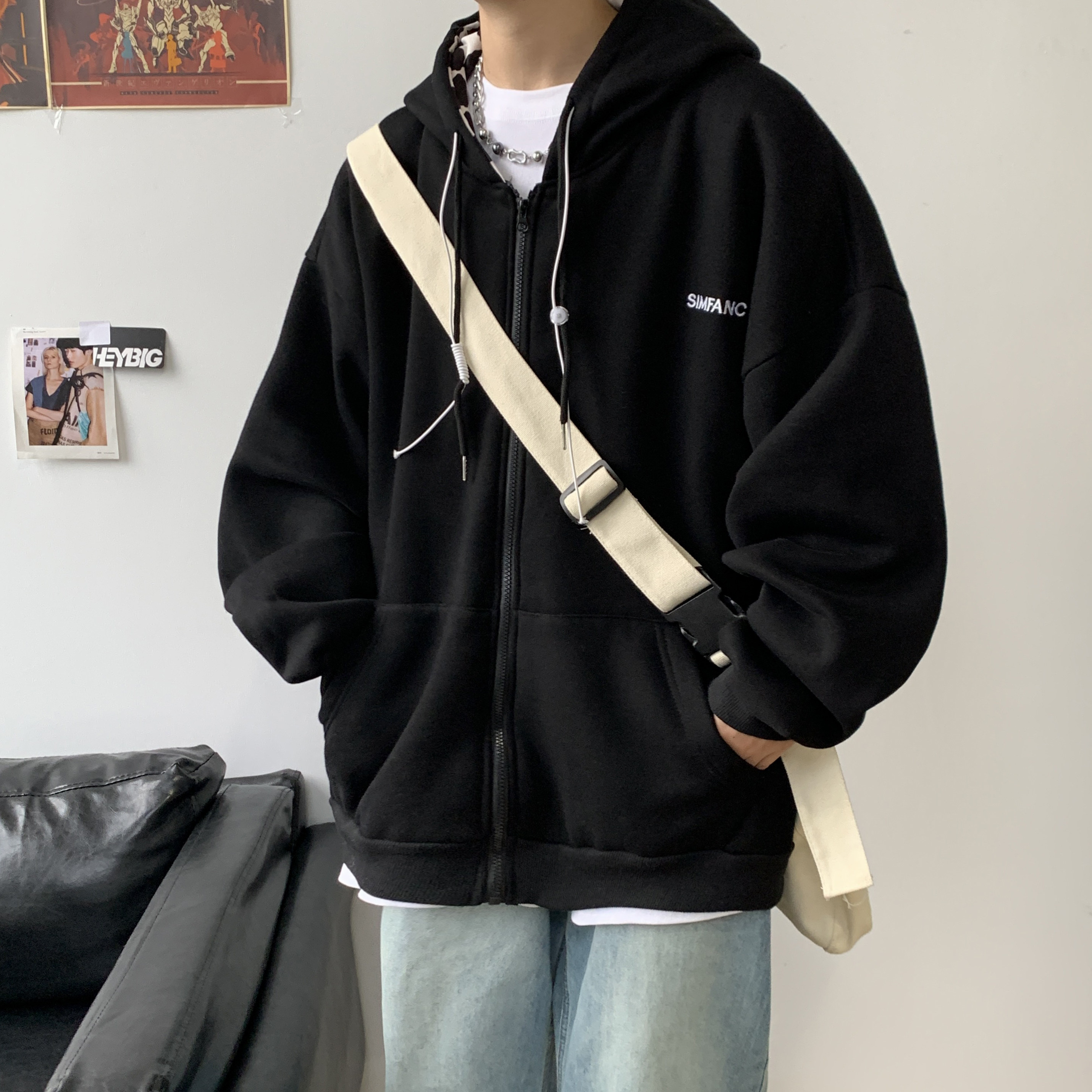 300克50%棉 2025秋季新款港风宽松开衫卫衣外套W2206-P68控88图片