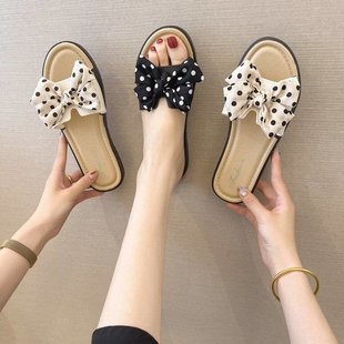 蝴蝶结一字拖牛筋平底软防滑孕妇沙滩凉拖鞋 拖鞋 女夏外穿2023新款