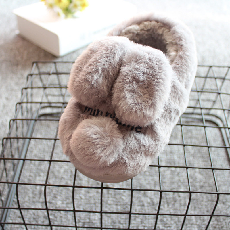 Pantoufles enfants en suède pour hiver - semelle plastique - Ref 1007977 Image 3