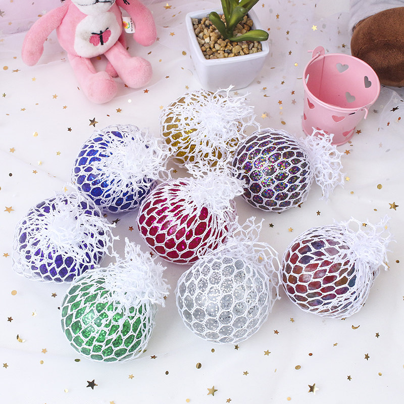 포도 공 핀치 볼 컬러 볼 골드 파우더 크리스탈 컬러 비드 볼 감압 장난감 벤트 워터 볼을 압축 해제하는 벤트