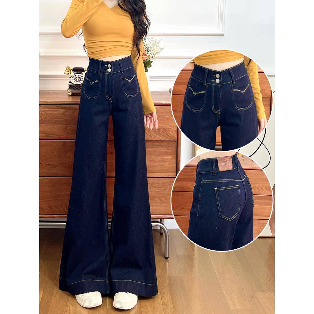 阔腿喇叭牛仔裤女春秋夏季2025新款宽松随性慵懒韩版时尚直筒裤子
