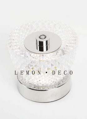 现代简约创意水晶银色充电款小夜灯摆件样板间酒店会所民宿装饰品