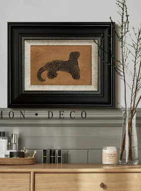 金钱豹法式现代艺术装饰画样板间中古客厅玄关挂画高级小众壁画