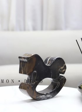 天然大理石马摆件客厅玄关电视柜