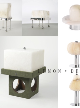 现代简约天然云石轻奢台灯摆件酒店样板间家居卧室氛围触摸小夜灯