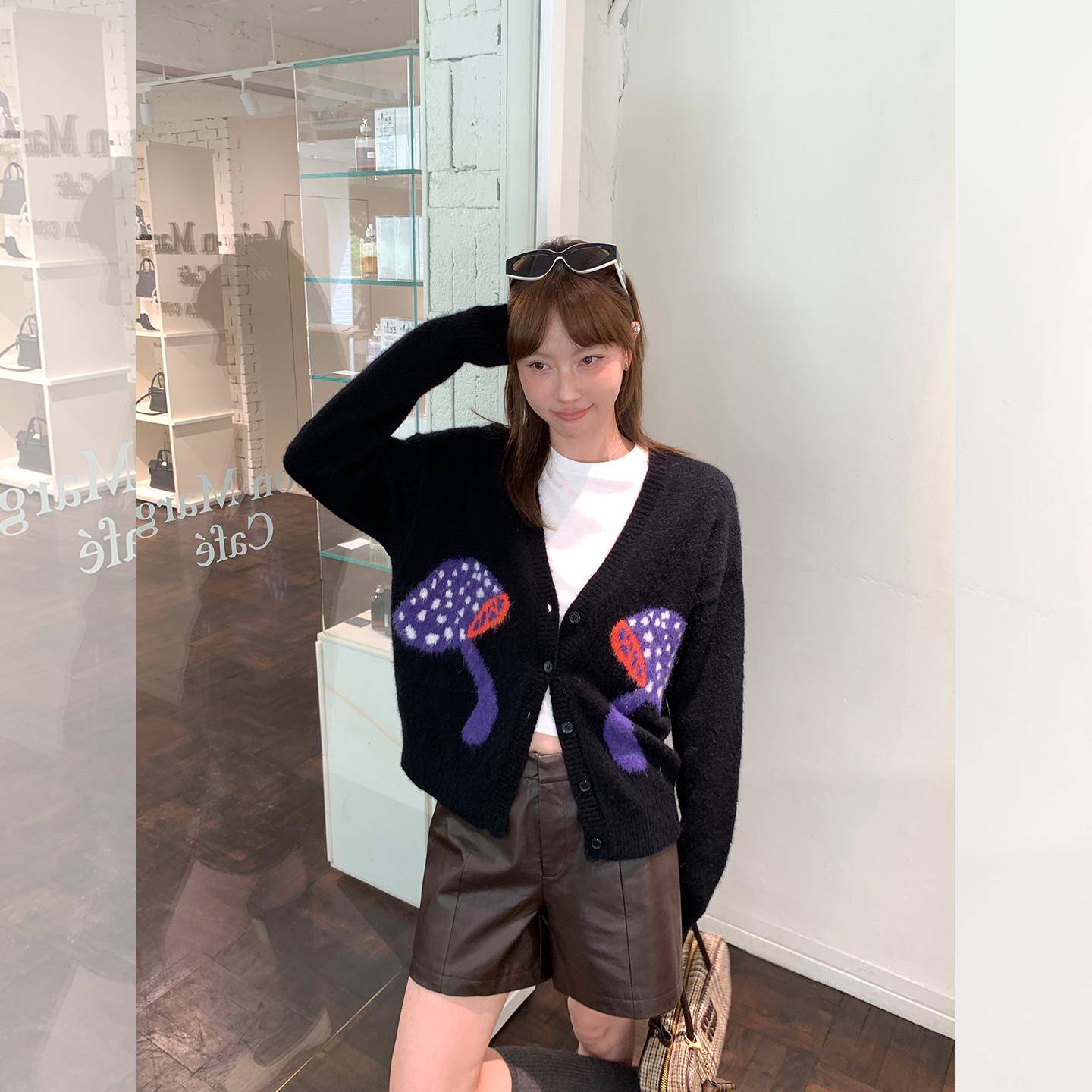 【13C】采蘑菇的时髦女孩 软糯羊驼毛圆领马甲慵懒毛衣开衫外套秋