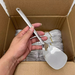 不锈钢小锅铲加厚家用厨房平底锅炒菜铲子不粘锅锤纹手柄分餐勺