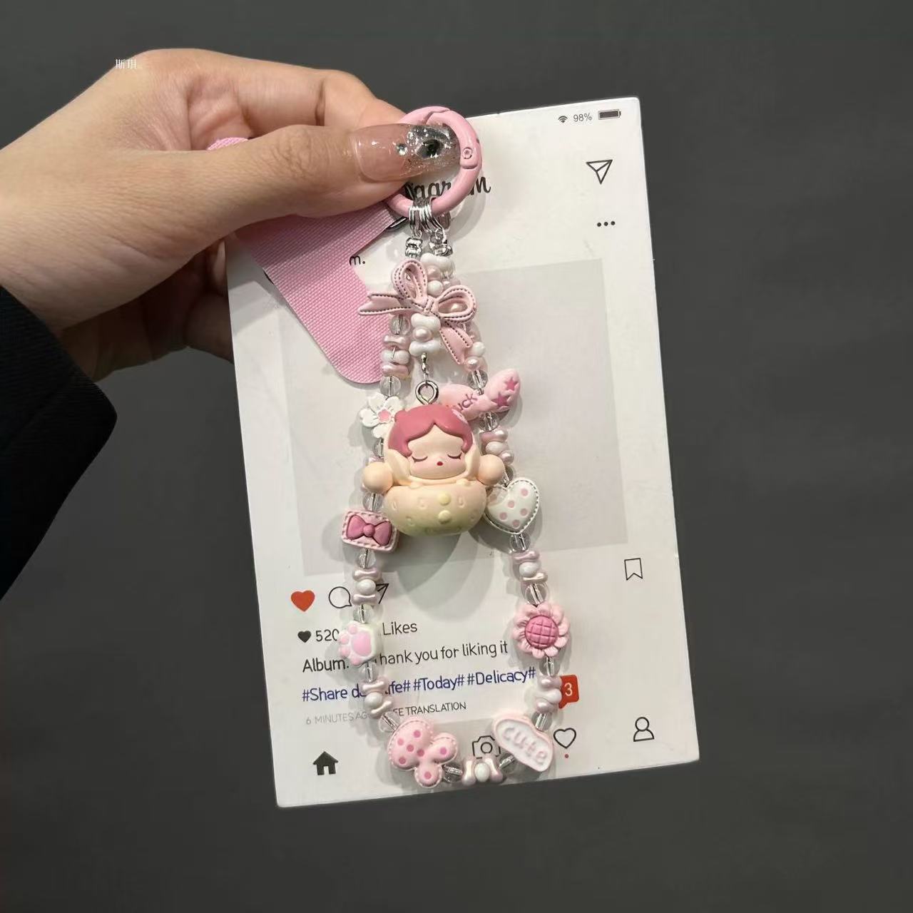 （主播代拆）正版重工手绘合金萌粒挂链包挂手机链