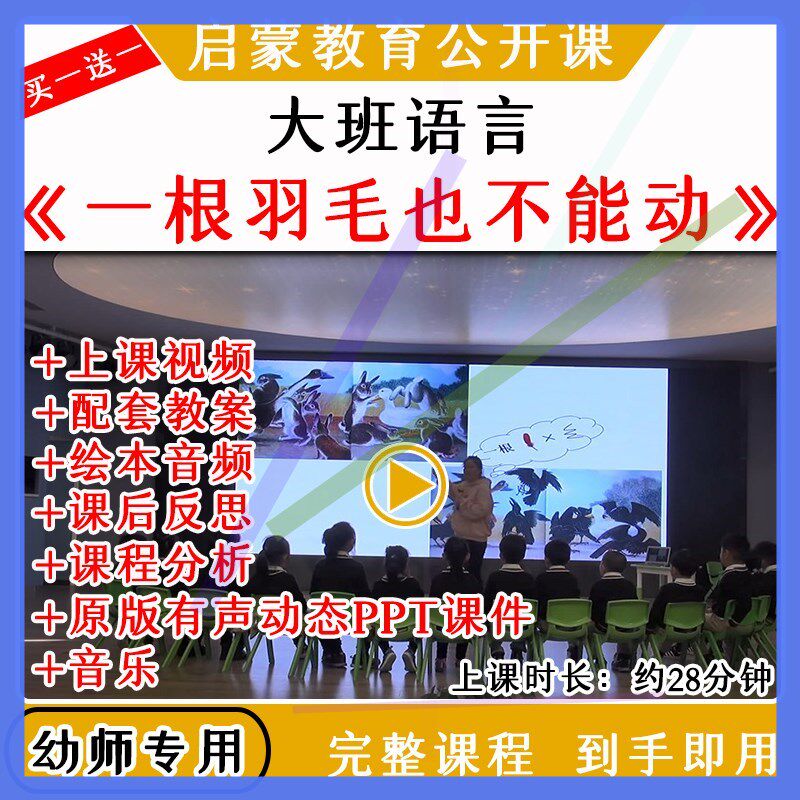 幼儿园优质公开课大班语言绘本《一根羽毛也不能动》教案课件ppt