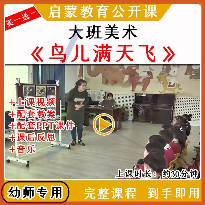 幼儿园优质公开课大班美术《鸟儿满天飞》中国风视频教案课件ppt