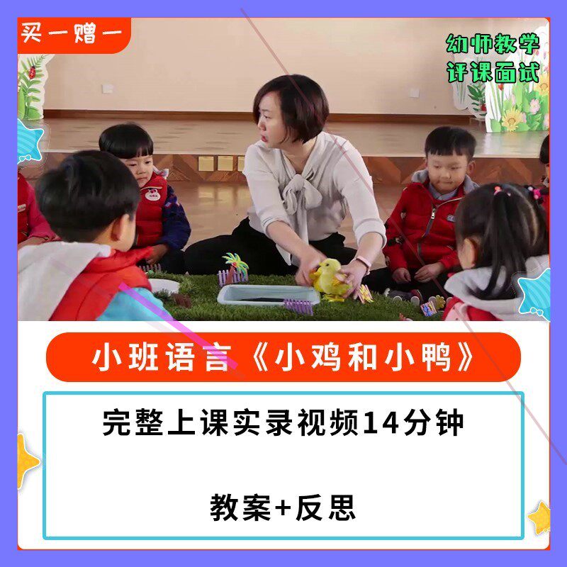 幼儿园公开课师用优质课小班语言故事《小鸡和小鸭》视频+教案 浮