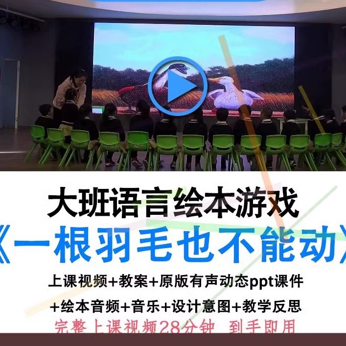 幼儿园幼师优质课大班语言《一根羽毛也不能动》视频教案ppt公开.