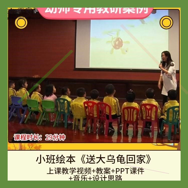 幼儿园优质公开课小班绘本语言《送大乌龟回家》视频活动PPT活动