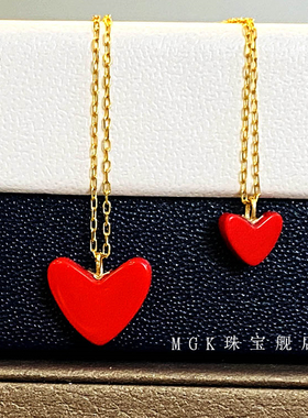 18K金小红心女简约项链