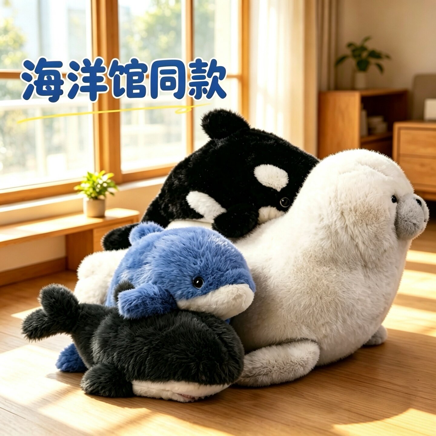 海洋玩偶毛绒玩具海豚虎鲸海豹图片