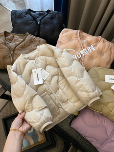 儿童秋冬无痕压胶圆领轻型纯色羽绒服内胆外套 鸭绒填充 BLUE