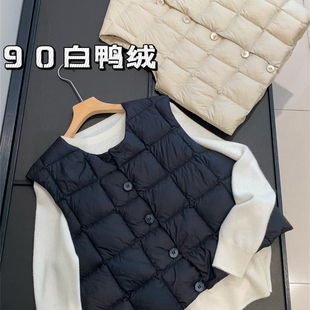 秋冬保暖御寒瞬间升温内搭叠穿基础款 90白鸭绒 羽绒马甲 BLUE