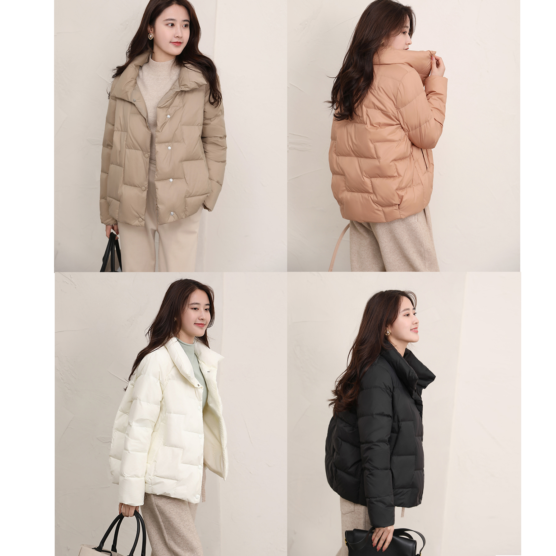 保暖蓬松白鸭绒短款藏肉面包服