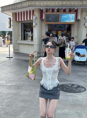 赵露思同款24年新款灰色西装半身裙女口袋设计ins潮流百搭a字短裙