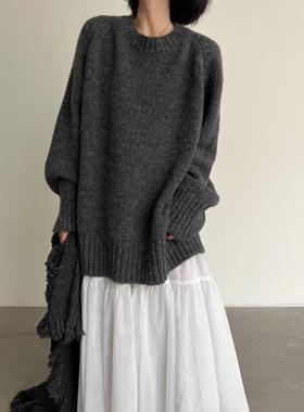 拖延症 / 慵懒风高级感灰色大毛衣 宽松厚实毛衣女