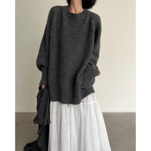拖延症 / 慵懒风高级感灰色大毛衣 宽松厚实毛衣女