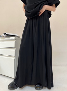 拖延症 / 巨显瘦！百搭舒服的面膜半裙 松紧腰黑色半身裙长裙女