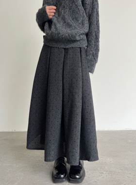 拖延症 / 版型好小众波点灰色半身裙 A字百褶裙时尚