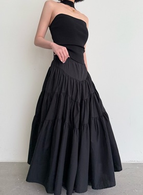 拖延症 / 用料4米重工黑色半身裙 弯弧裁剪显瘦A字蓬蓬裙